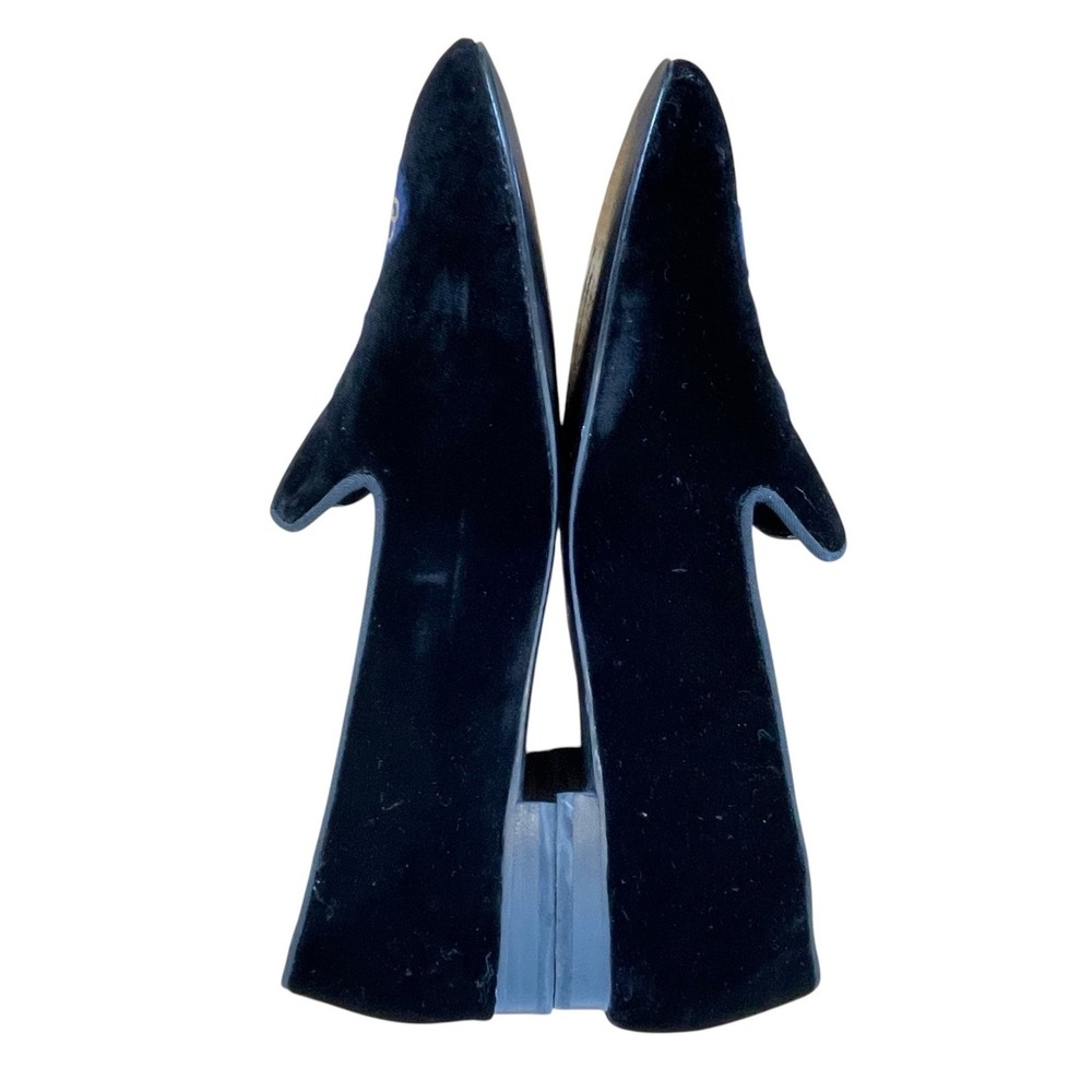 Lauren Ralph Lauren Black Velvet Crest Smoking Shoes Loafers Women 8 Old Money - Picture 6 of 9